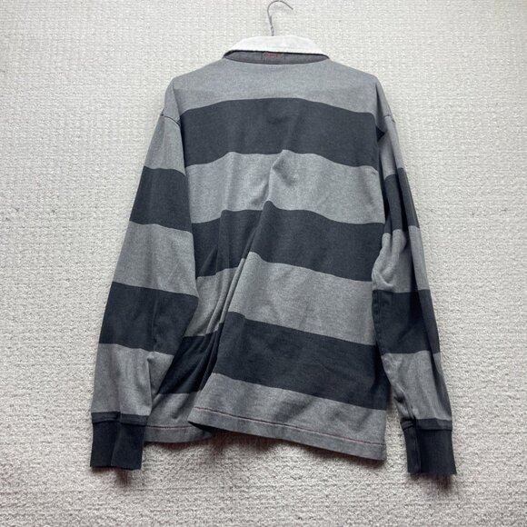 Gant Rugby Polo Long sleeve Shirt Mens XL Grey Striped Preppy 90s Dark Academia - Picture 9 of 14